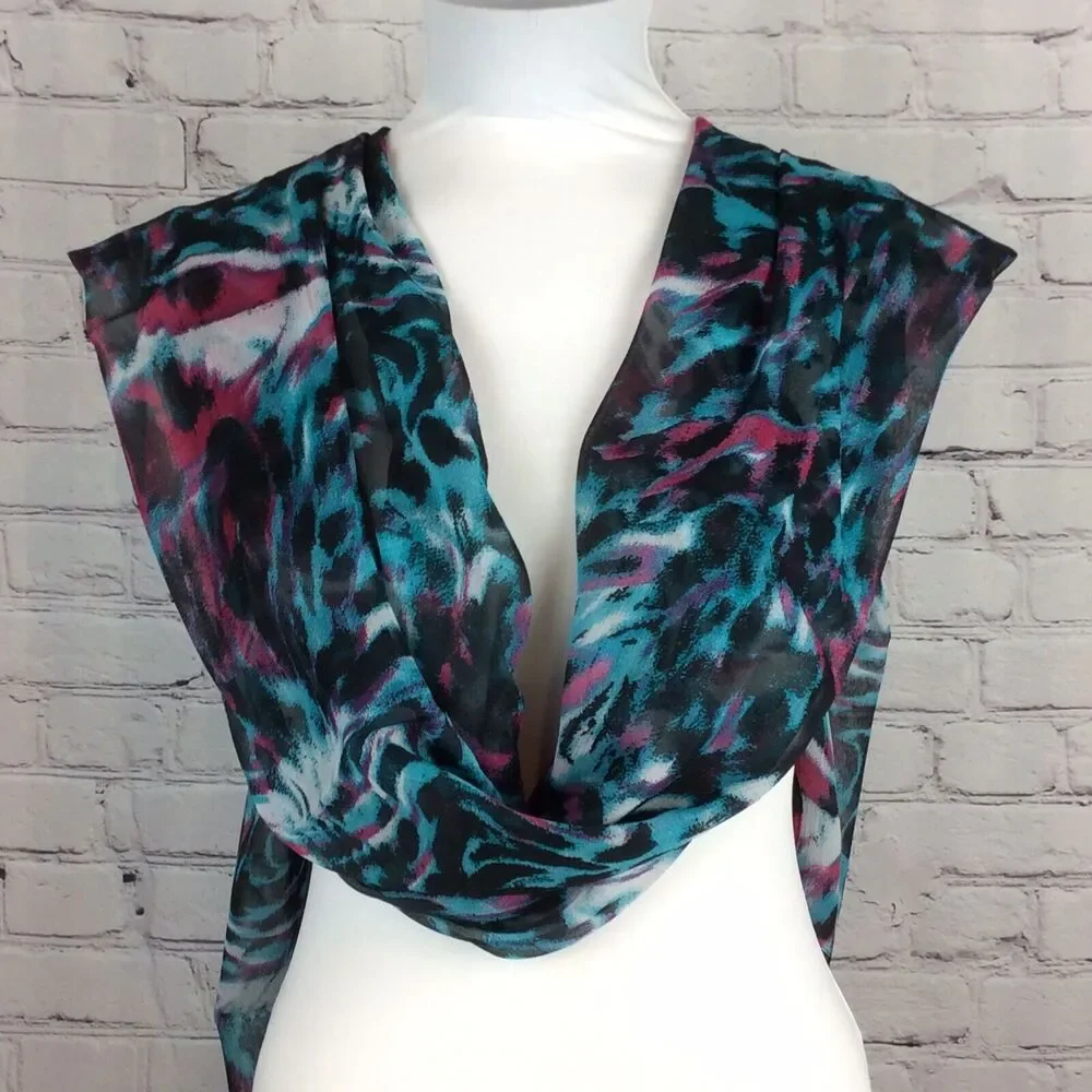 Bebe Women’s O/S Multicolored Animal Print Watercolor Scarf/Wrap Lightweight